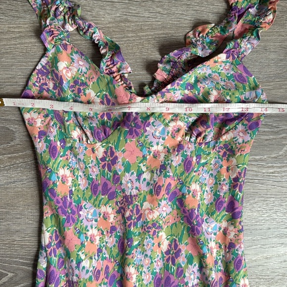 Astr The Label Floral Cross Back Ruffle Strap Midi Dress XS - Picture 5 of 11